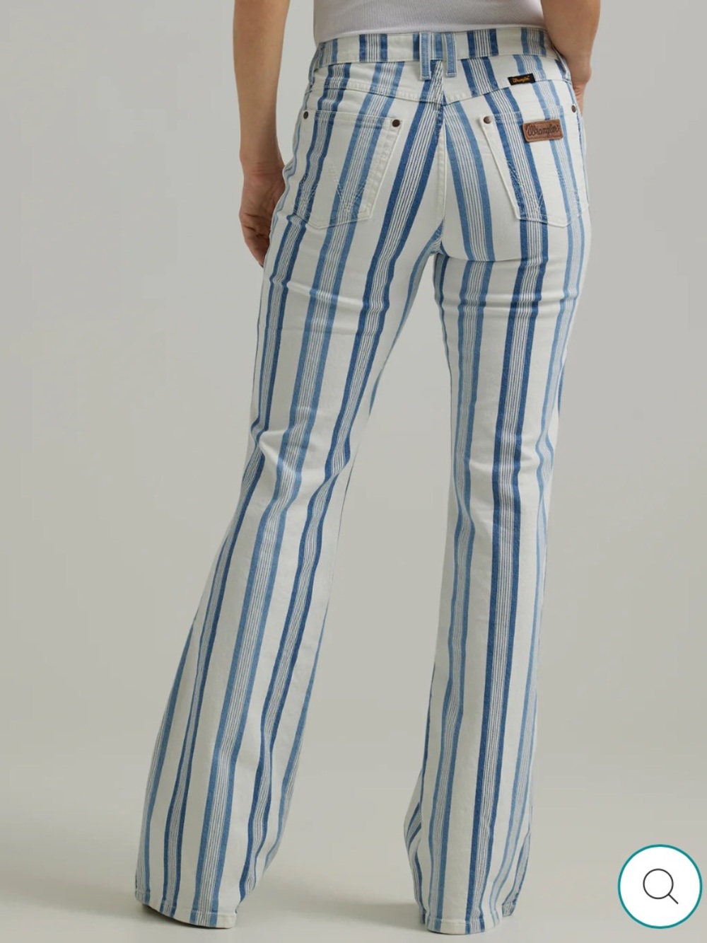 WRANGLER Blue Stripe Gabby Retro Bailey Flare Jean Size 26x34 - Picture 2 of 14